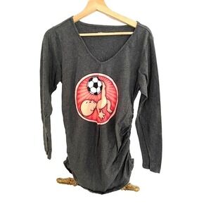 CafePress Maternity Grey V-neck long sleeve T-shirt Soccer player Size Large